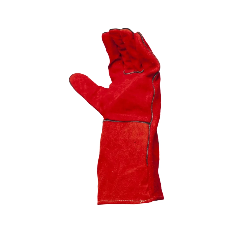 Краги спилковые сварщика пятипалые красные Трек-12, Fort 1007