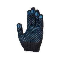 Перчатки х/б с ПВХ, 32гр, 10 класс, точка, черные