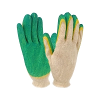 Перчатки х/б с латексным покрытием, двойной облив, зеленые