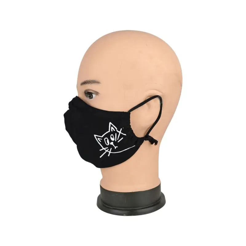 Маска многоразовая двухслойная лого котик (ткань,100% х/б)