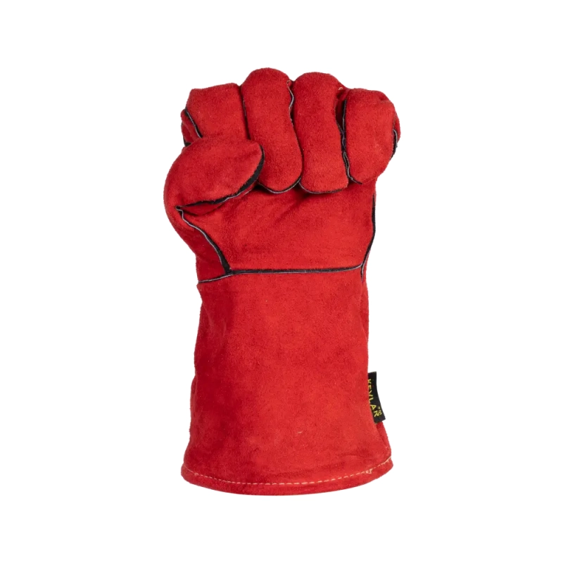 Краги спилковые сварщика пятипалые красные утепленные Трек-12, Fort 1013