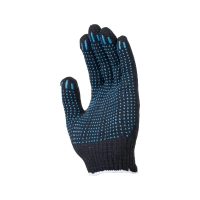 Перчатки х/б с ПВХ, 48гр, 10 класс, точка, черные