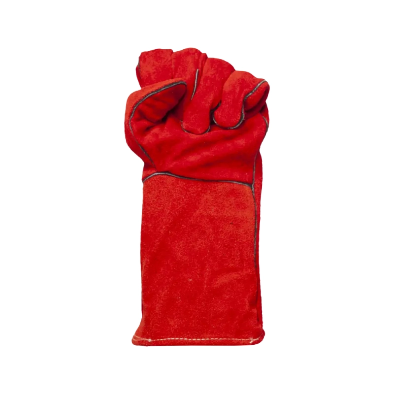 Краги спилковые сварщика пятипалые красные Трек-12, Fort 1007