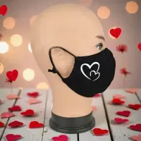 Маска многоразовая двухслойная лого сердечки (ткань,100% х/б)