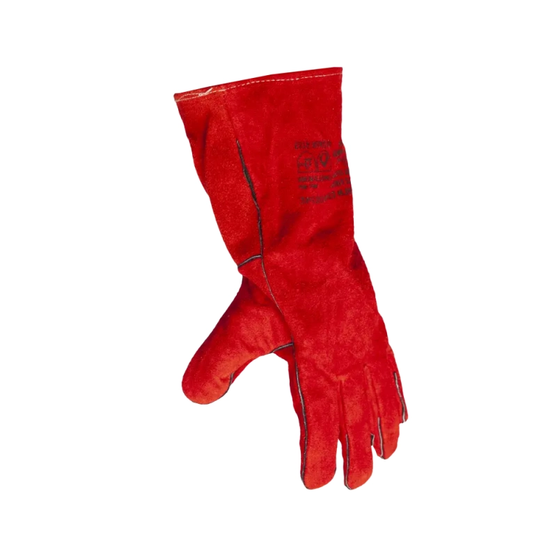 Краги спилковые сварщика пятипалые красные Трек-12, Fort 1007