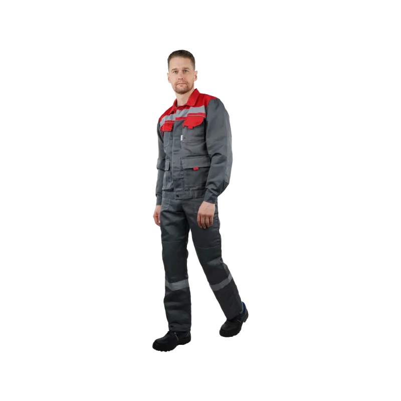 Костюм рабочий Нова, куртка+полукомбинезон, сер+красн 60-62/170-176