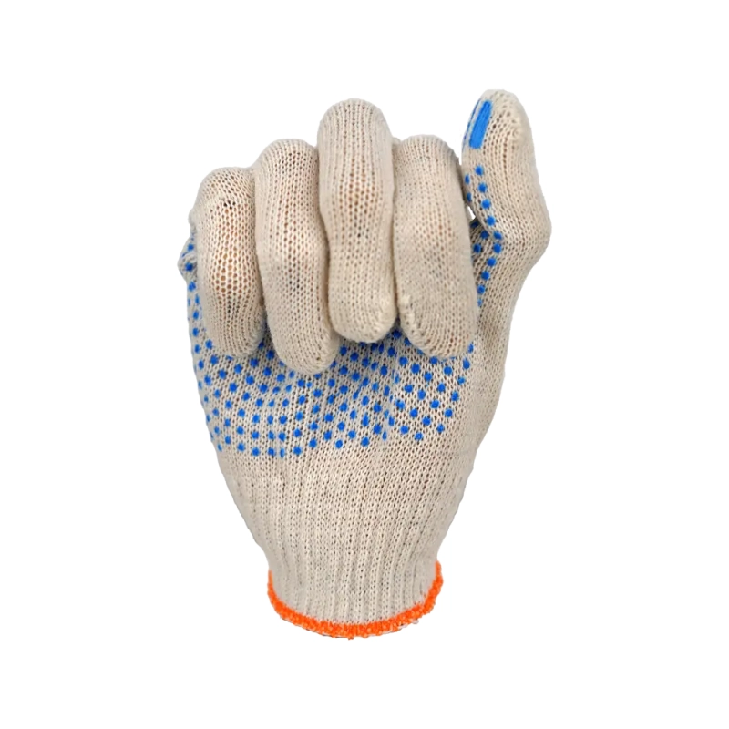 Перчатки х/б с ПВХ, 32гр, 10 класс, точка белые