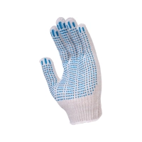 Перчатки х/б с ПВХ, 48гр, 10 класс, точка, белые