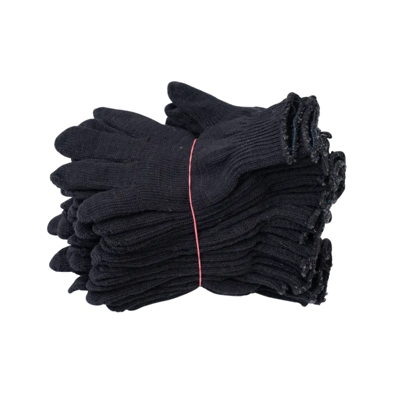 Перчатки х/б полушерсть без ПВХ, 56гр, 7 класс, арт. 0031Р, черные