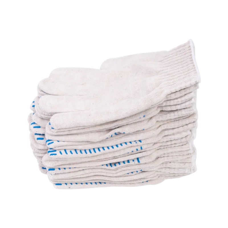 Перчатки х/б с ПВХ, 55гр, 10 класс, волна, белые