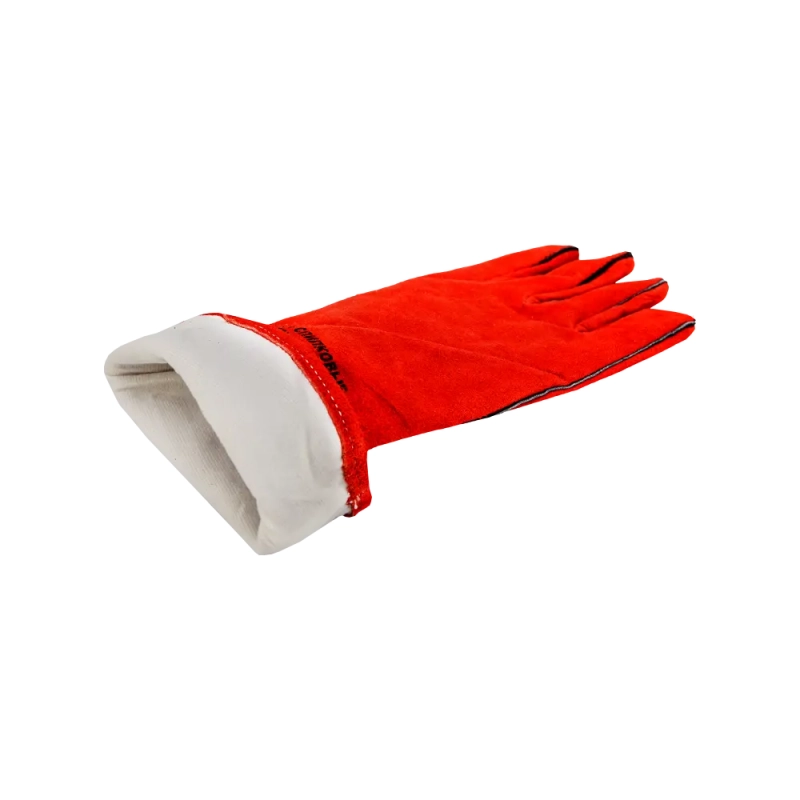 Краги спилковые сварщика пятипалые красные Трек-12, Fort 1007