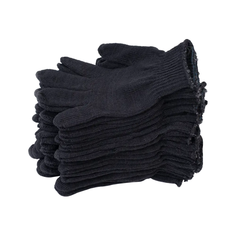 Перчатки х/б полушерсть без ПВХ, 56гр, 7 класс, арт. 0031Р, черные