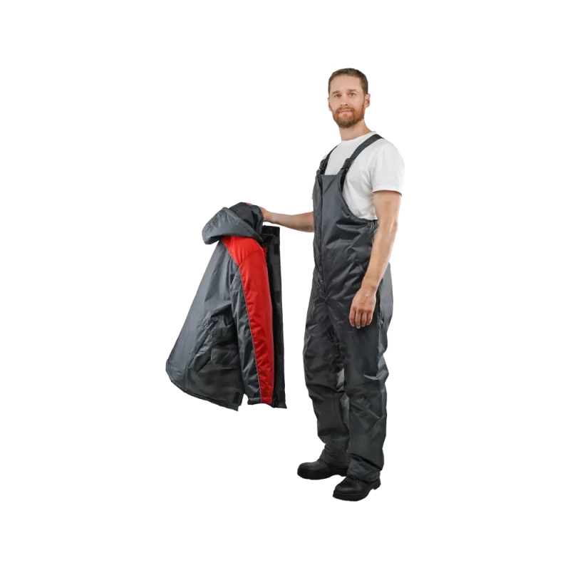 Костюм рабочий утепленный, куртка+полукомбинезон, темно-сер+красн 56-58/170-176